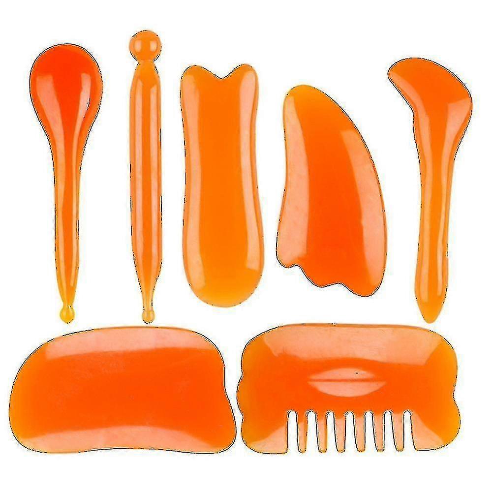1 Set Of 7pcs Massaging Scraping Massage Tools Facial Body Resin Beeswax Scraping Boardsreen)