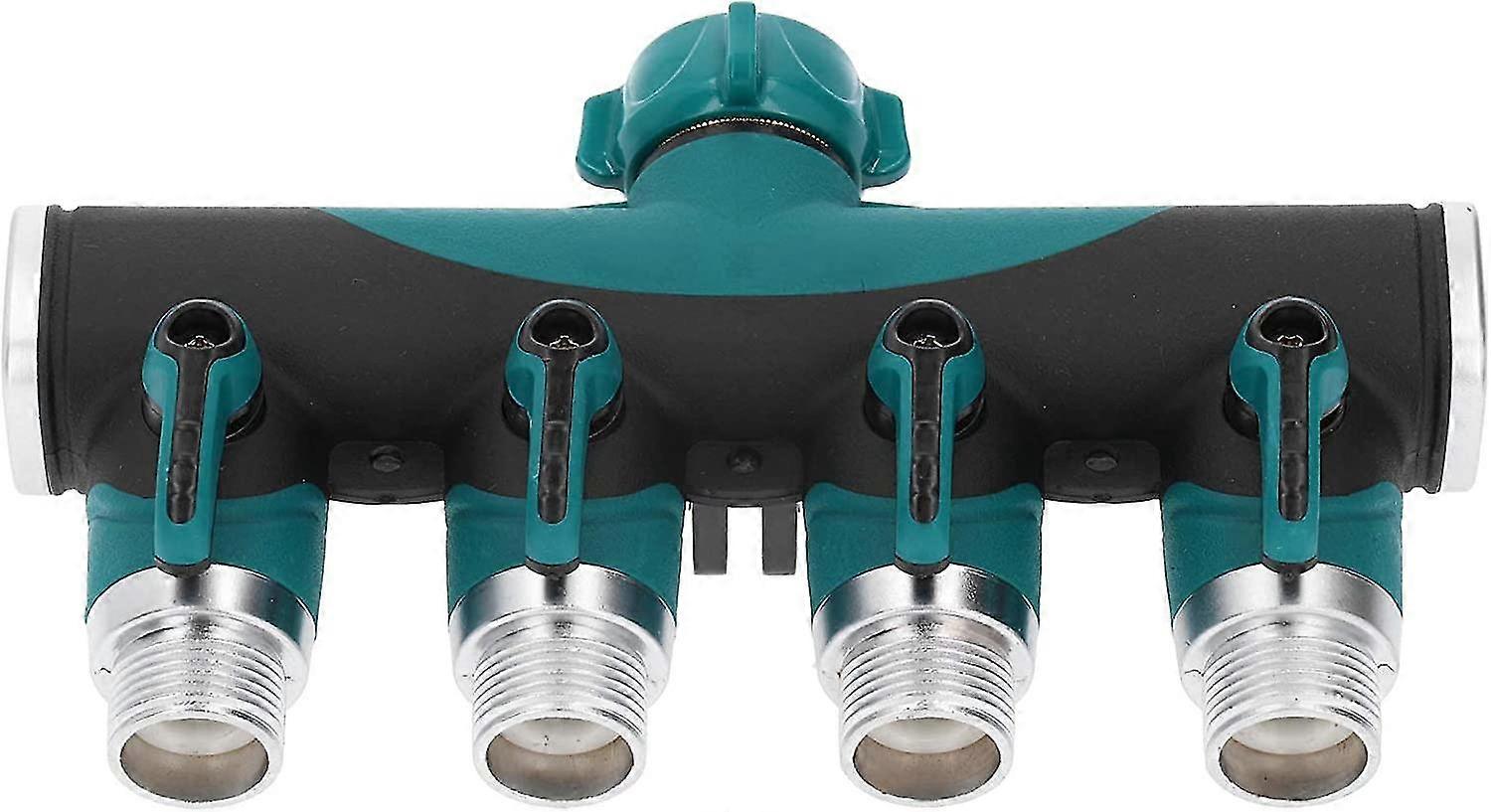 Yaju 4 Way Hose Splitter Metal Valve Water Distribution Controller Connector Water Pipe Diverter Independent Switch Garden Lawns Product1pcsgreen
