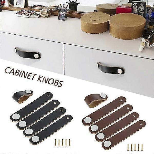 5PCS Leather Drawer Pulls, Handle Single Hole Door Wardrobe Cabinet Clo
