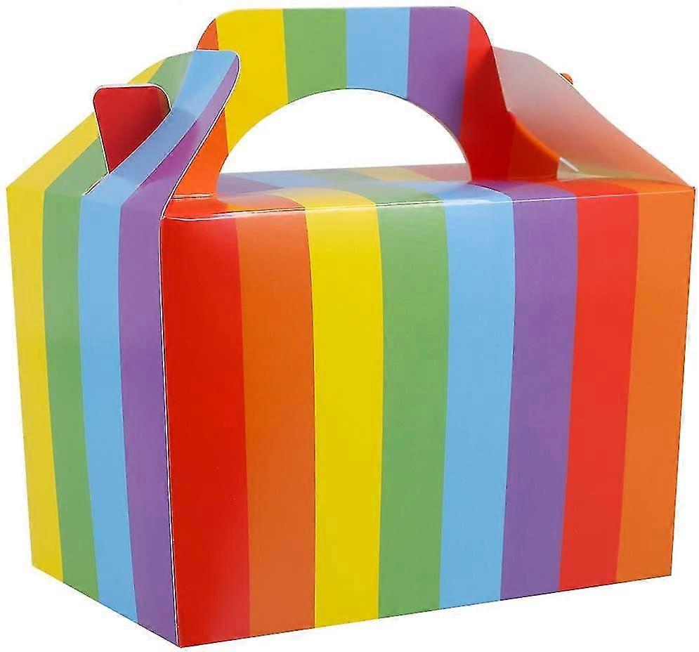 20pack Party Favor Paper Boxes Rainbow Small Cake Boxes Snacks Food Assemble Boxes For Birthdays Party,15*10*10cm