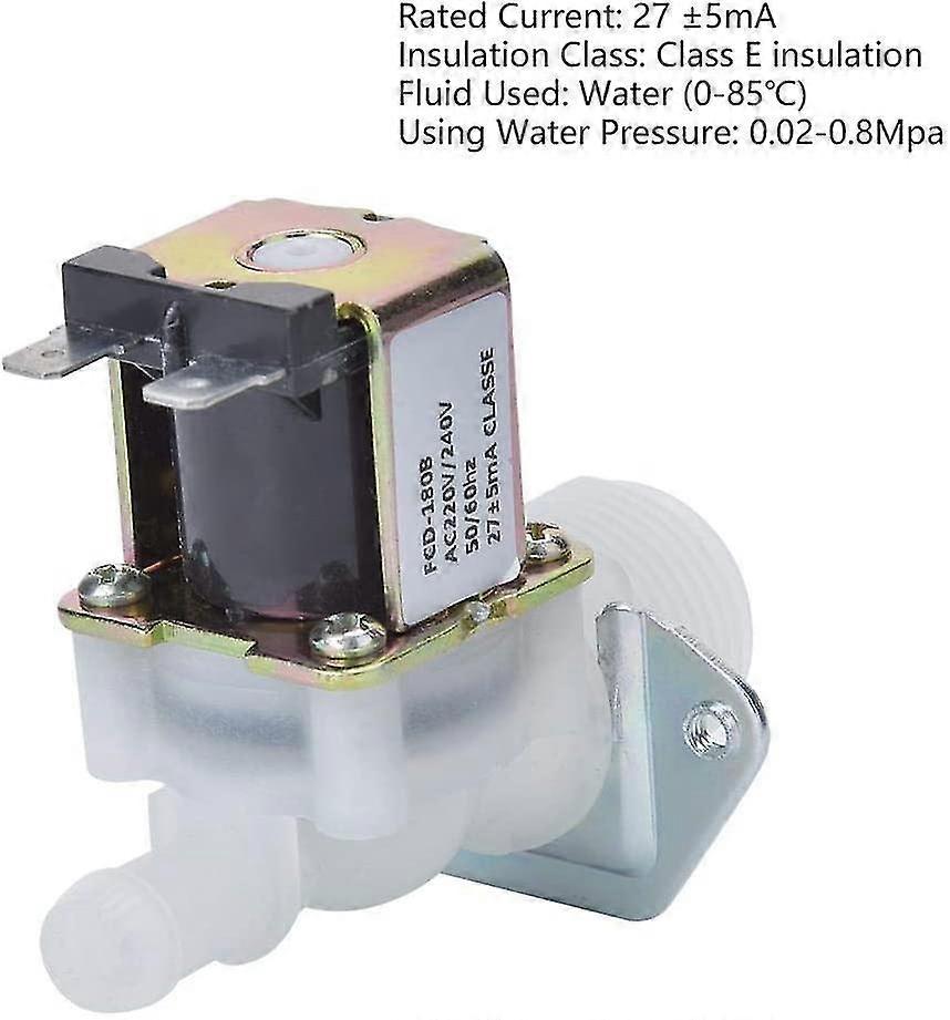 3 / 4in Electric Solenoid Valve, 220v Inlet Water Solenoid Valve, Plastic Connector 1-way Guide For The Home Using 220v