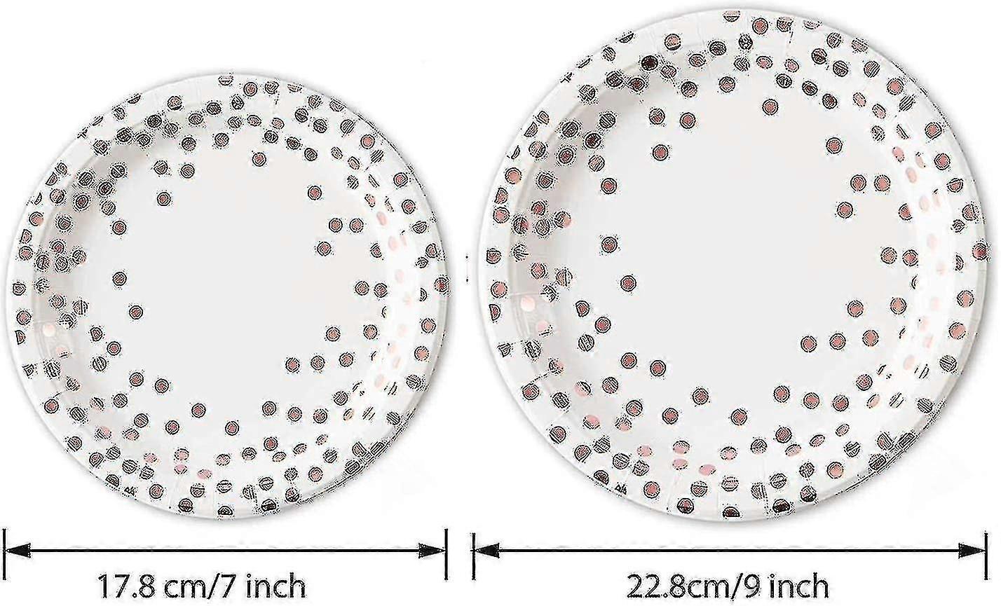 Polka Rose Gold Dot Party Tableware. Disposable Paper Party Tableware