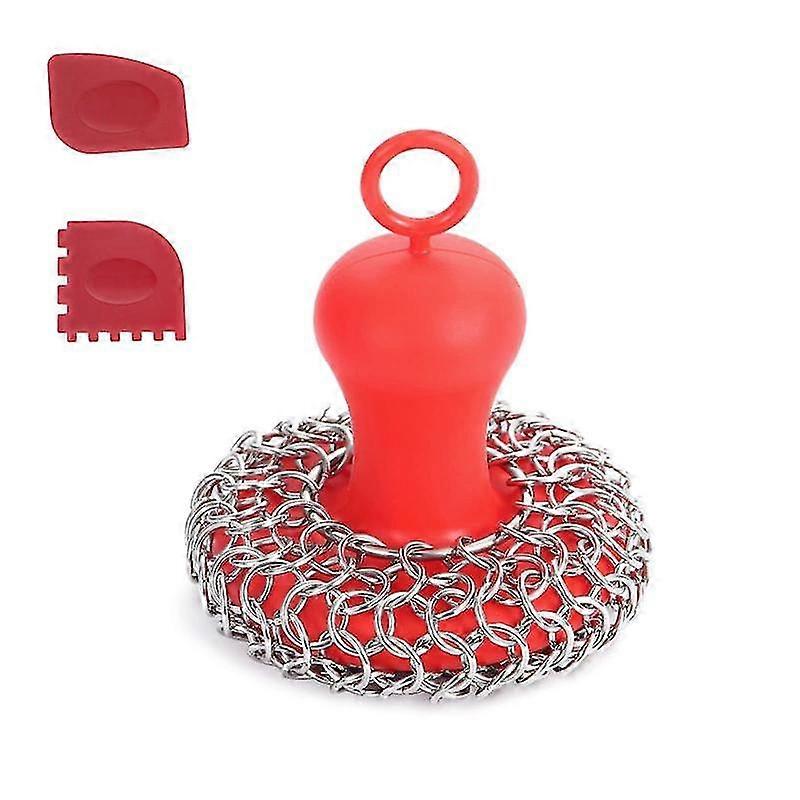 الحديد الزهر Chainmail الغسيل + عموم ، الفولاذ المقاوم للصدأ مقلاة الأنظف ، أداة لأحواض الحديد الزهر الأحمر