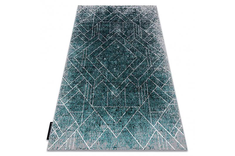Modern DE LUXE carpet 626 Geometric, diamonds - structural grey / green