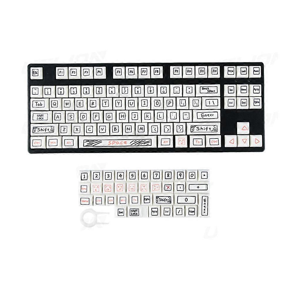 Keycap Keyboard White Notes Theme 125 Keys Mechanical Custom Anime Keyboards & Keypads