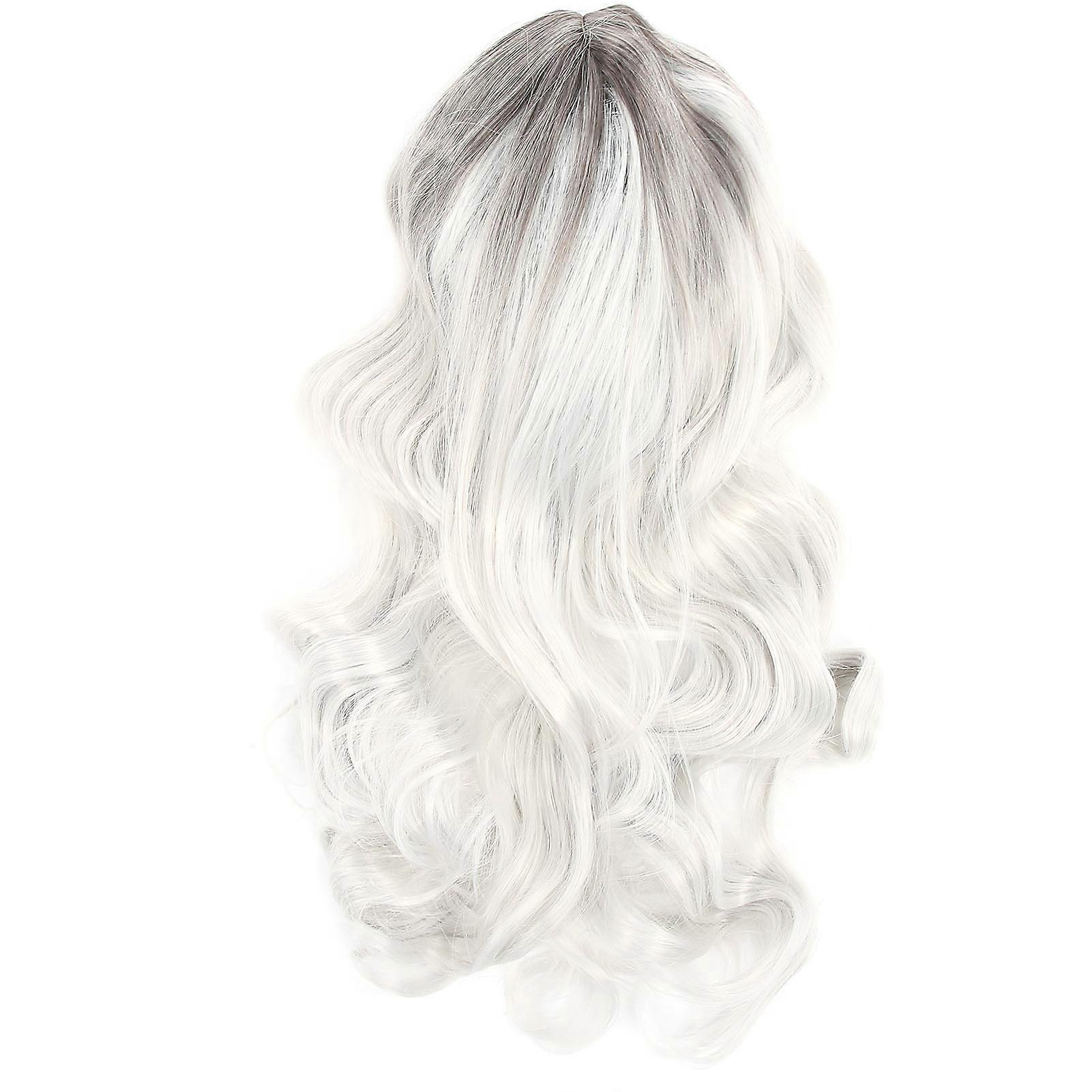 Gradient Gray Long Curly Synthetic Wigs Women Wavy Wigs for Cosplay Halloween Party