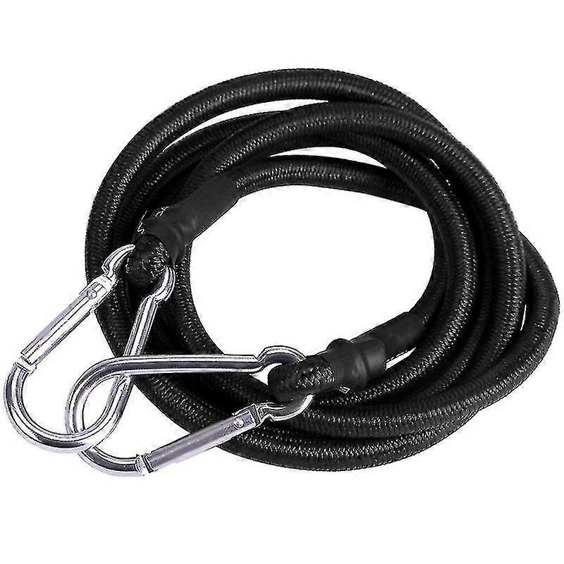 Bungee Cord With Carabiner Hook, Premium Latex Heavy Duty Strap Strong Elastic Cord (2-pack - Black) Th