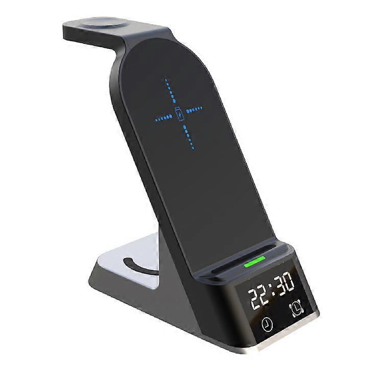 6IN1 Alarm Clock Wireless Charger Stand For Airpods Pro Apple Watch 15W Fast Charging Station For Iphone XR XS 11 12 13 Pro Max