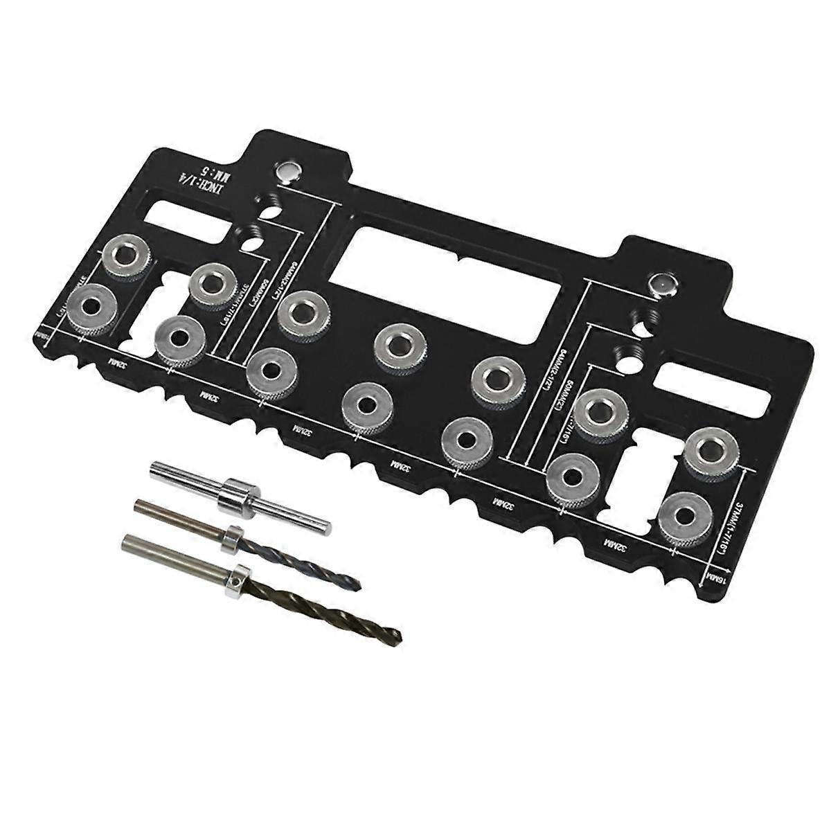 Cabinet Handle Pitch Punch Locator Hardware Jig Kit, Woodworking Drawer Door Jig Drill Guide DIY Mounting Tool-B