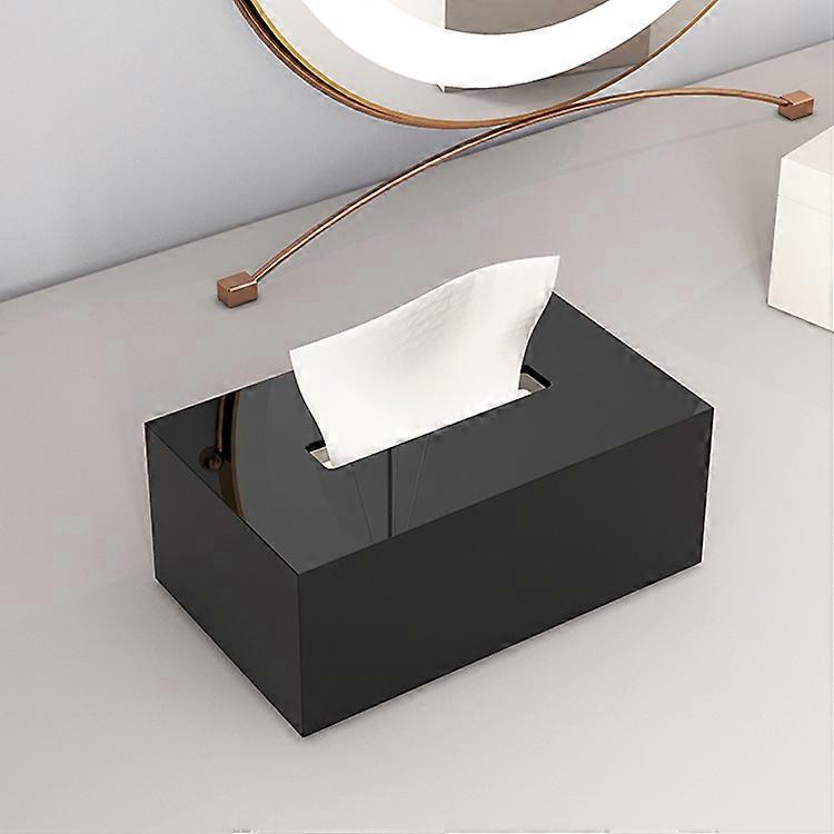 Rectangular Tissue Box - Paper Material Paper Tissue Box, Tissue Holder with Matte Surface and Edge Design - Black