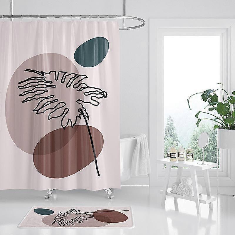 Isn't Wind Simple Morandi Bathroom Shower Curtain Printed Room Partition Curtain Waterproof Polyester Light-transmitting Shower Curtain-2110 /2025 New