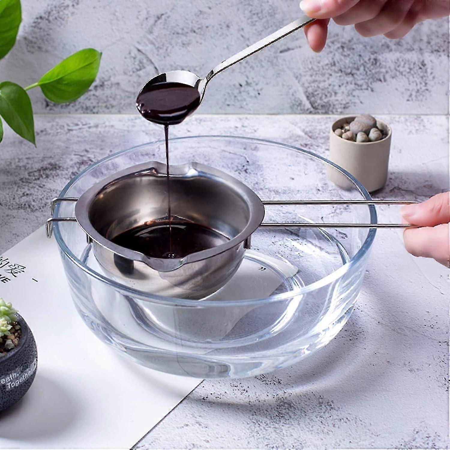 Stainless Steel Universal Melting Pot Double Kettle Insert Double Thousing Heat Resistant Handle Flat Bottom Melted Butter Chocolate Cheese Caramel