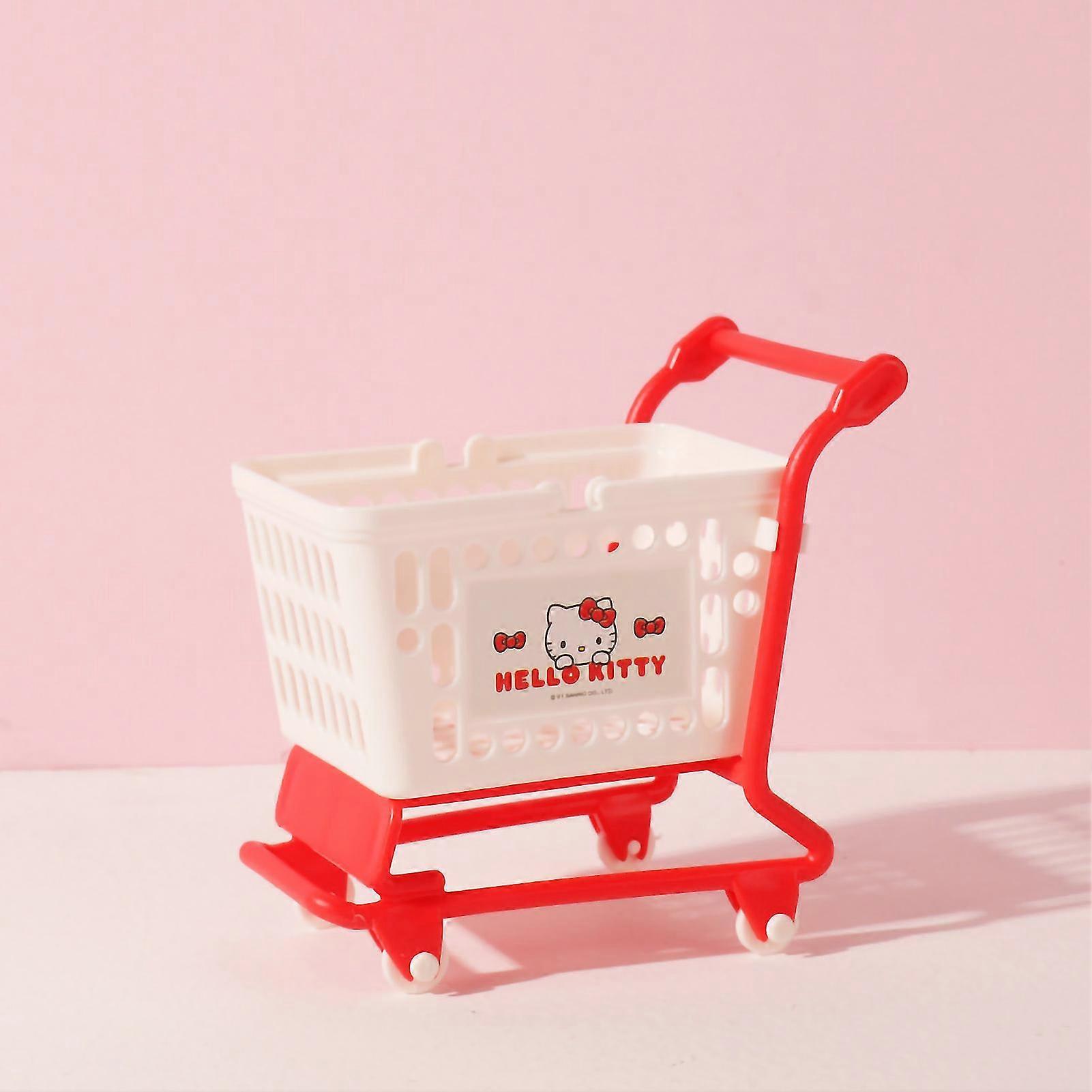 Cartoon Pattern Mini Shopping Cart Stroller - Supermarket Handcart Toy Storage Organizer