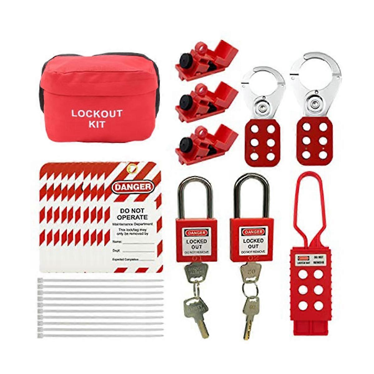 Electrical Lockout Tagout Kit -Lock Out Tag Kits with Hasps,Circuit Breaker Lock,Safety Padlock(2 K