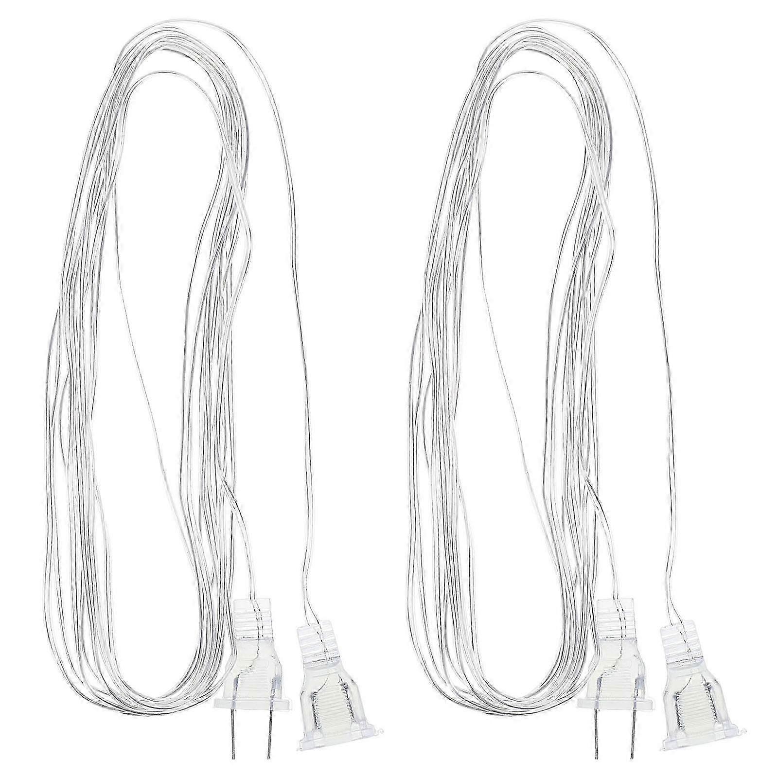 2 Pcs Clear Extension Cords Invisible Extension Cord Christmas Light Extension For Indoor Outdoor With US Plug