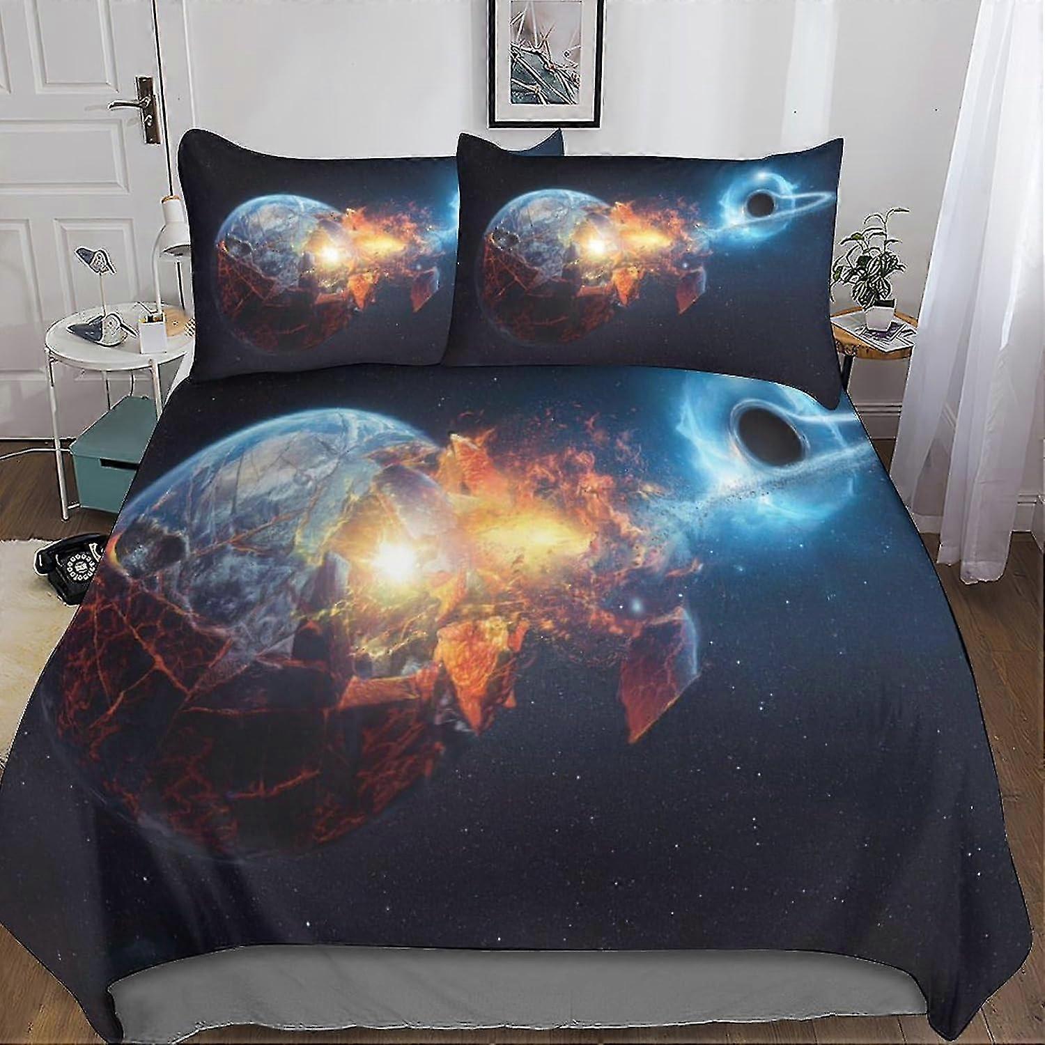 o3544 Bed Sheets Bedding Set Double Size Bedding Galaxy Printed Duvet Cover Super Soft Hypoallergenic Microfiber Quilt Cover with Pillowcase with Zip