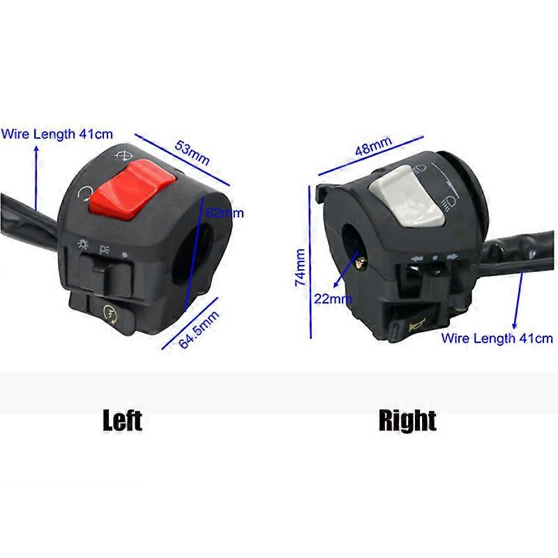 22mm Universal Motorcycle Switch Assembly Handlebar Left Right Control Switch Turn Signal Electric Fog Lamp Light Switches