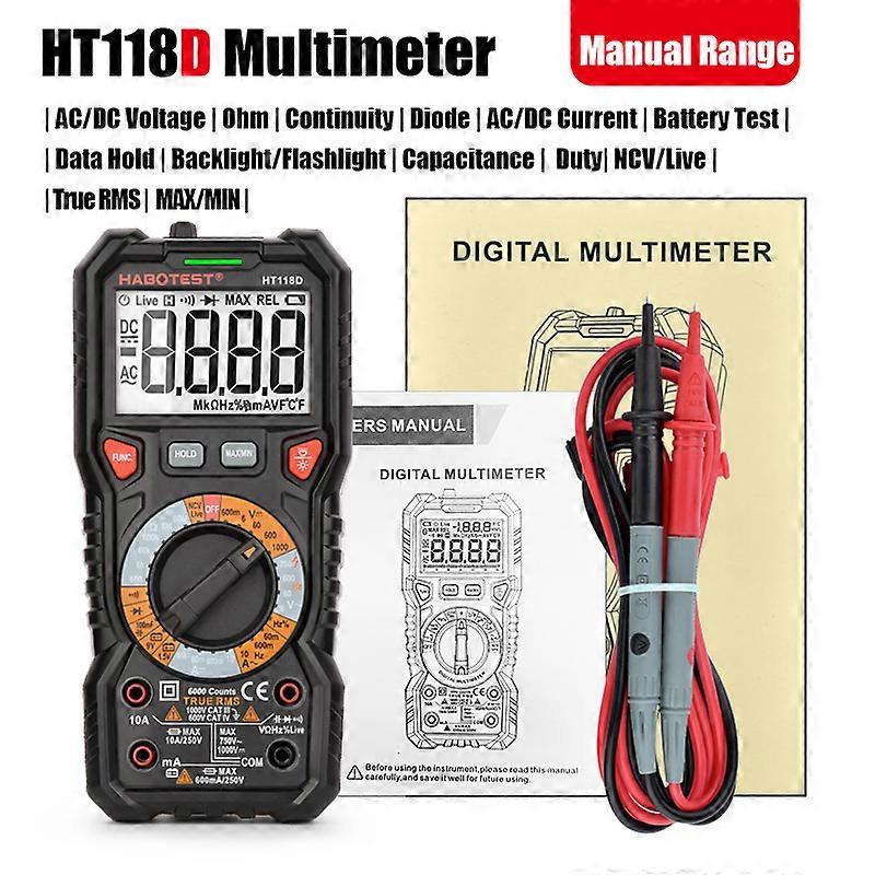 HT118 Professional Multimeter Digital AC DC Voltage Indicator TRMS Capacitance Ohm Diode Multimetro Hz Electrician Tester Tools