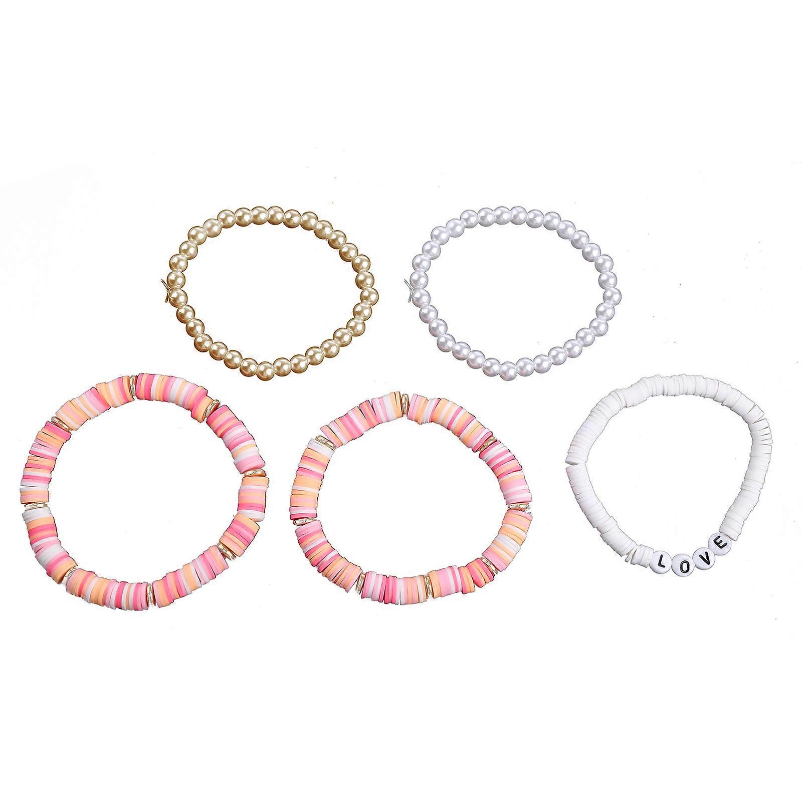 Bracelet Set Ladies Stackable Beaded Multicolor African Vinyl Stretch Bracelet