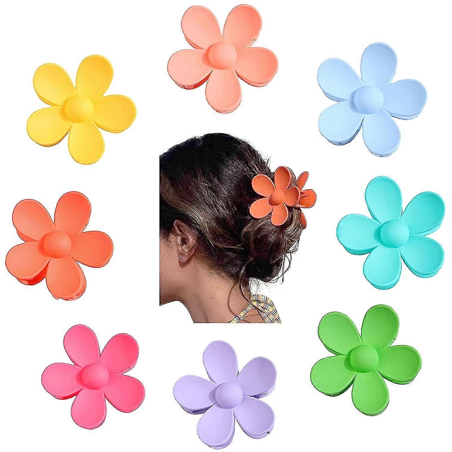 8pcs קליפסים טופר שיער אקריליק פרח פלסטיק סיכות שיער קליפסים ללסתות מהדקי שיער שאינם מהדקי שיער בארט אביזרי שיער לנשים בנות
