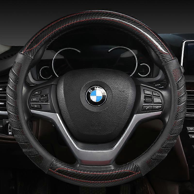 Steering Wheel Cover 38CM 15'' Braid on Steering Wheel Car styling universal Carbon fiber Steering Wheel Cover