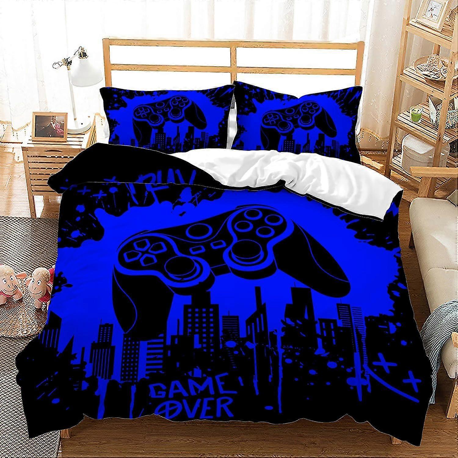 b1986 Lakan Tecknad Bil Pojkar Pojkar Barn 3 delar sängkläder set 1 påslakan och 2 örngott lakan gb1986