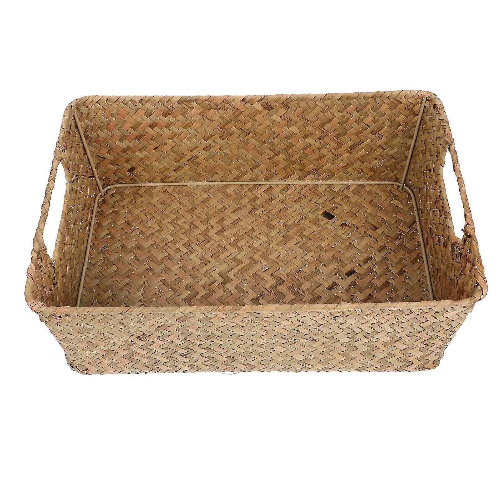 Brotkorb Innen Brotbehälter Desktop Kleinigkeiten Halter Matte Gras Gewebter Korb