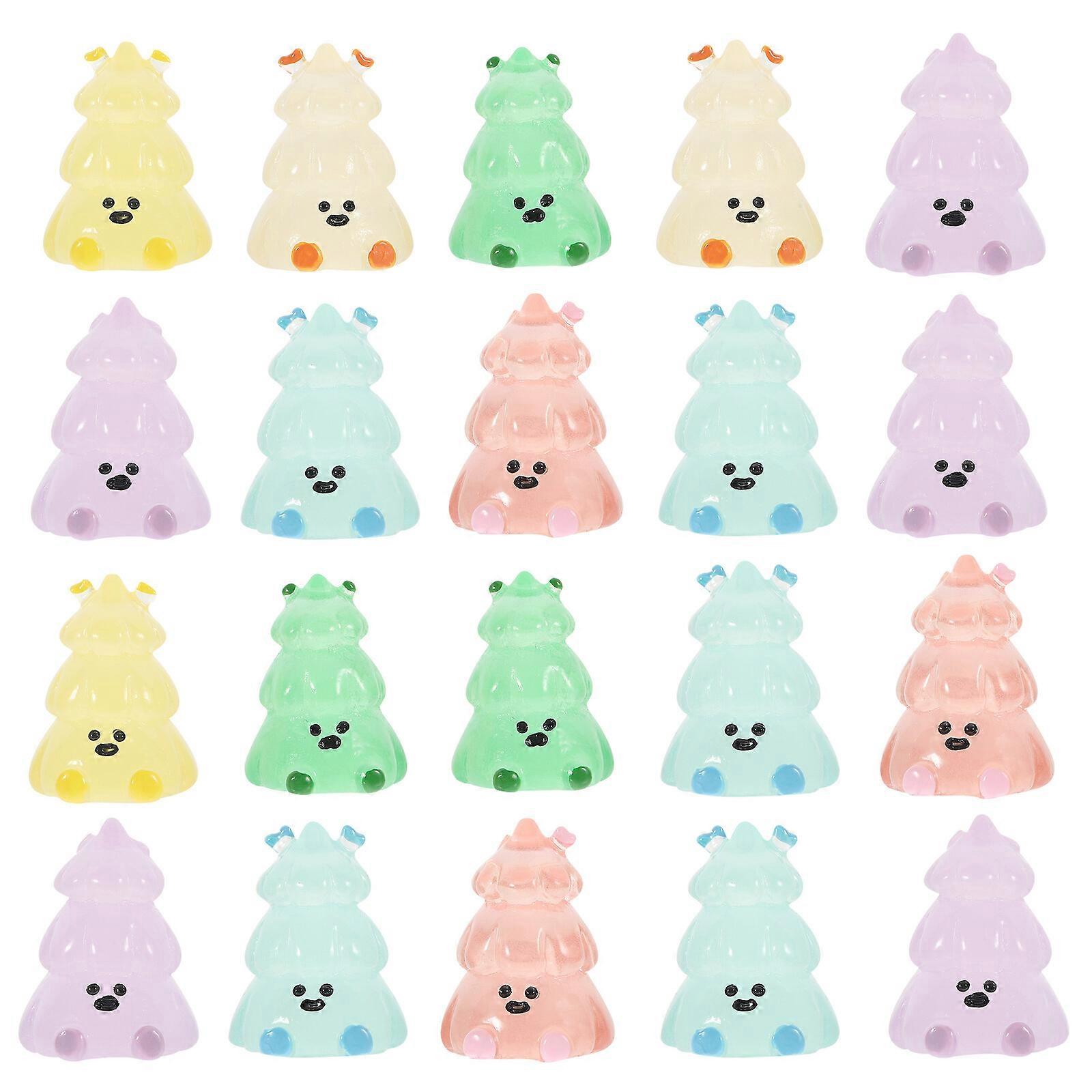 24pcs Mini Christmas Tree Decorations Small Resin Christmas Tree Models Table Decors