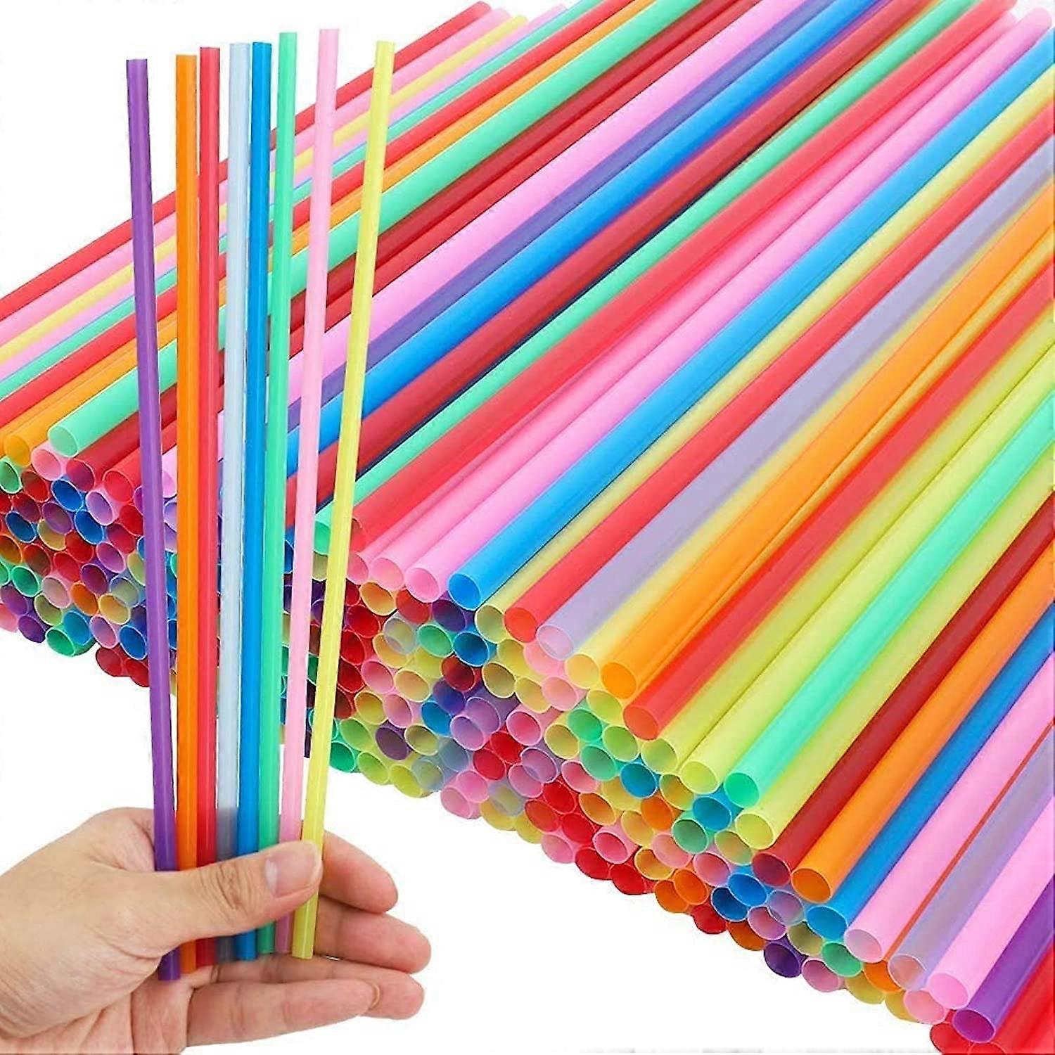 500 Pack Plastic Straws, 10.3'', Assorted Colors