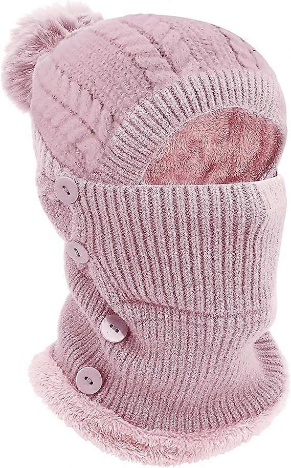 Chapéu de malha quente de inverno e terno quente de pescoço, chapéu de gorro de malha macio com servir