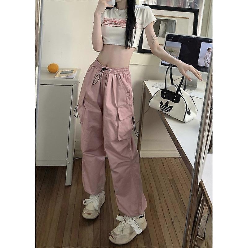 Women Casual Joggers Tech Pants Solid Low Waist Sweatpants Drawstring Wide Leg Baggy Trousers Y2k Streetwear Oversize Sweatpants