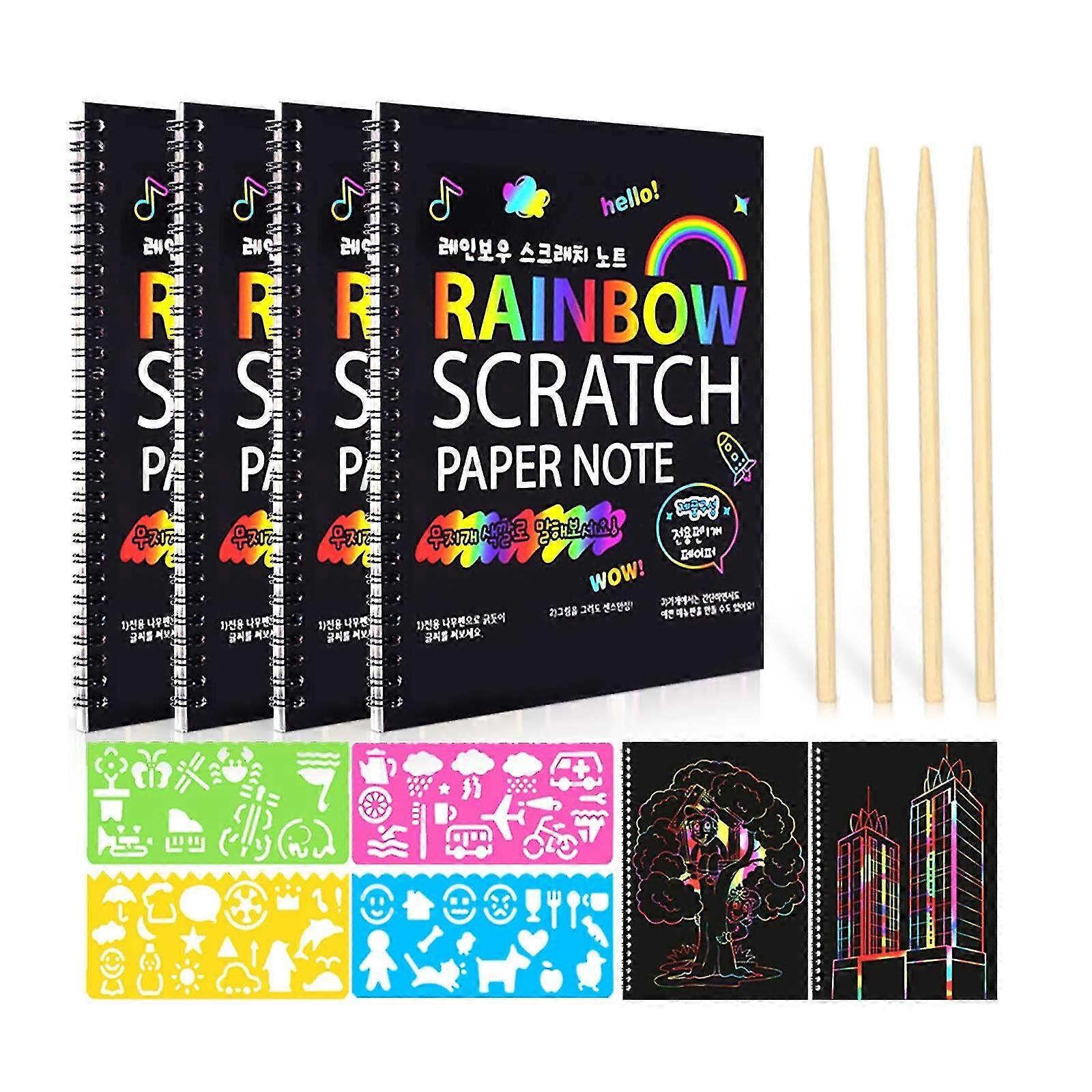 4 Pack Scratch Arts Drawing Notebook For Kids Drawing Pad