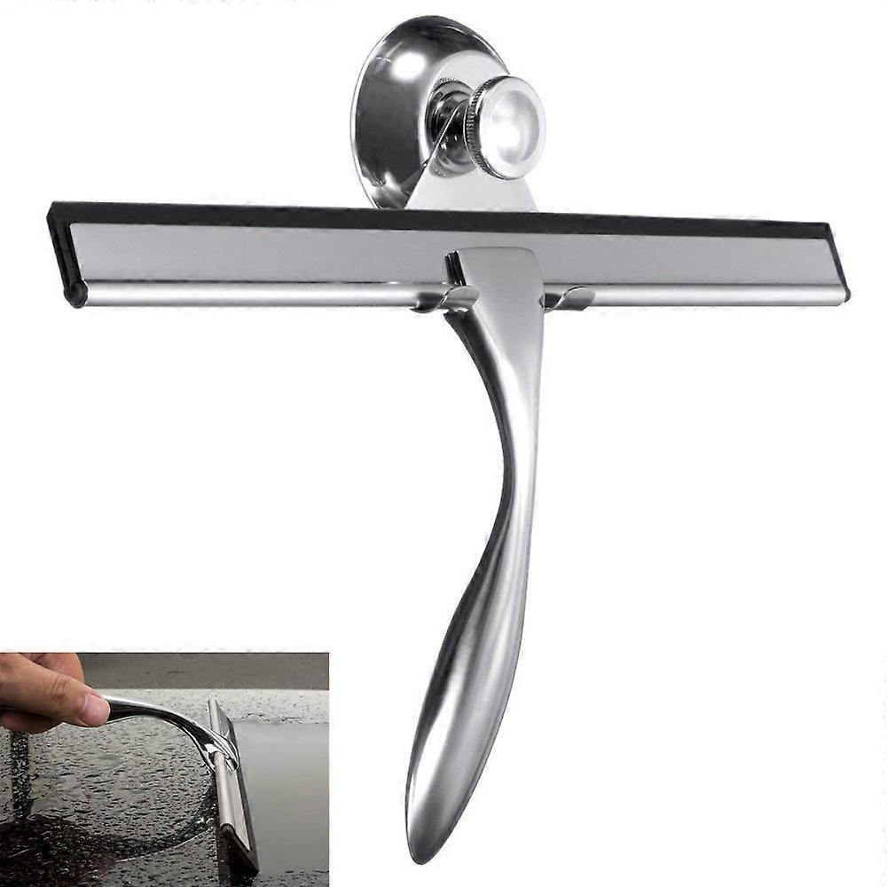 Window Squeegee, Stainless Steel Shower Screen Wiper with Strong Suction Hook