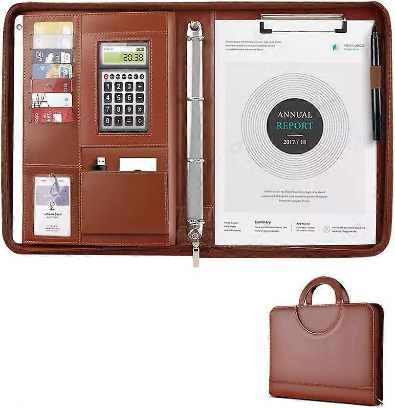A4 Portfolio with Handle, Multifunctional Organizer Zipped Folder A4 Document Holder Business Diary