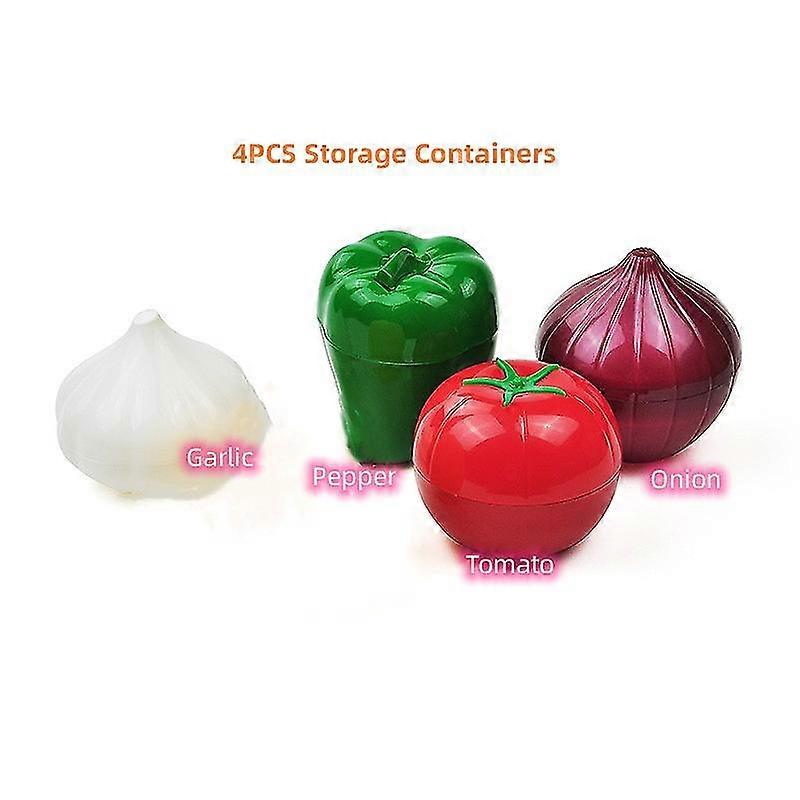 Pepper Garlic Tomato And Onion Shape Savers Bundle Reusable Fruit And Vegetable Storage Box