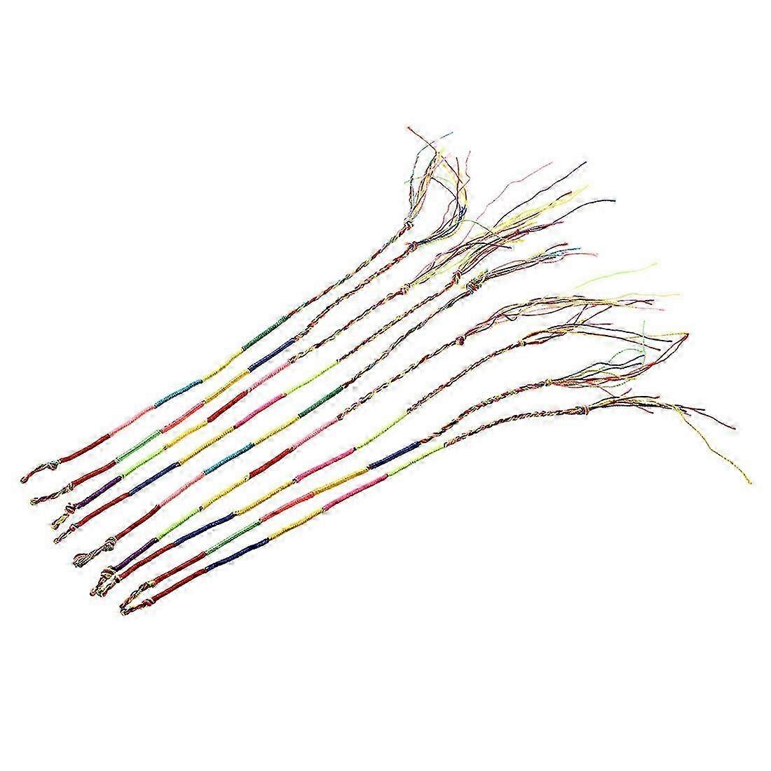 9 x Hippie Style Colorful Braided Friendship Bracelets Thread Prayer Bracelet Random Color--Textured