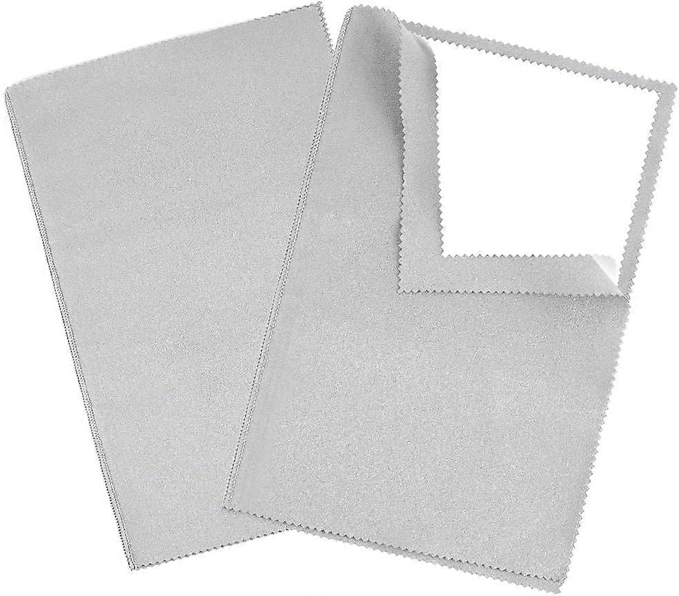2Pcs 4 Layers Silver Polishing Cloth Rectangle Light Grey Jewelry Cleaning Cloth for Sterling Silver Gold Brass and Copper Anti-Tarnish Cleaner Jewell