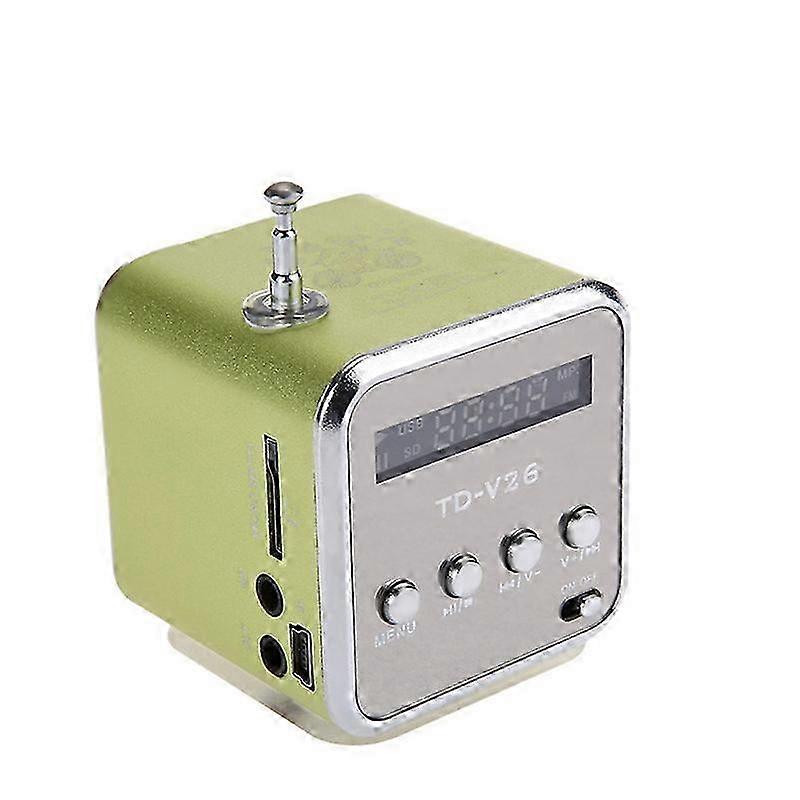 TD-V26 Mini Radio Receiver Bluetooth Wireless Speakers Digital FM Radio For PC Phone Mp3 Music Player Support Micro SD Card green