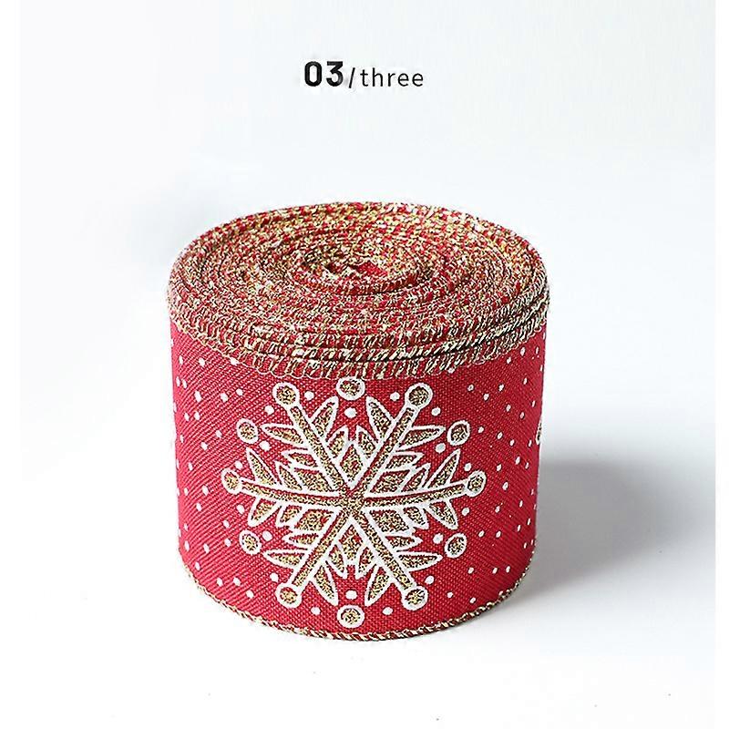 6.3cm10yards Christmas Fine Linen Snowflake Printed Ribbon Christmas Decoration Accessories Red Blue Christmas Bow DIY Ribbon