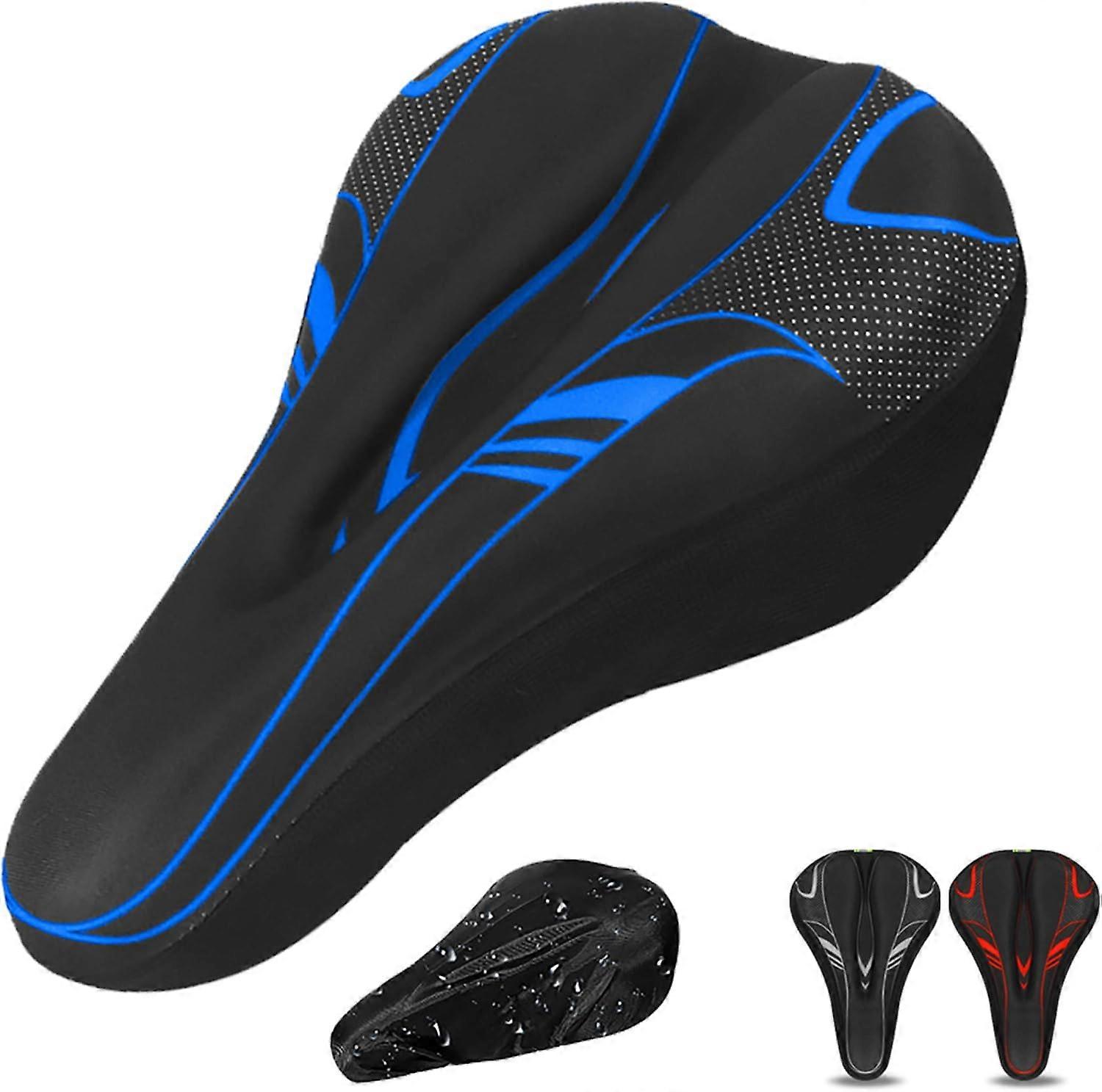 black and blue bicycle saddle