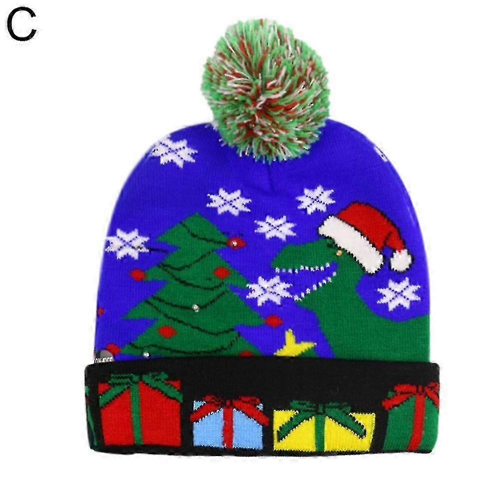 Man Reindeer Led Up Knit Warm Hat Beanie Cap Jikaix