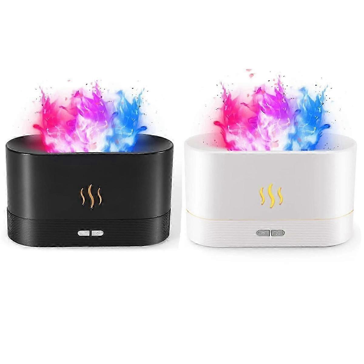 USB Power Portable Desktop Humidifier, Simulated Flame Air Humidifier with 7 Color Lights, Spring G