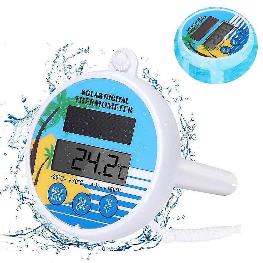 Solar Digital Pool Thermometer Floating, Easy-to-Read LCD Display, High Accuracy and Wide Measuring Range for Swimming Pool, Spa, Fish Pond