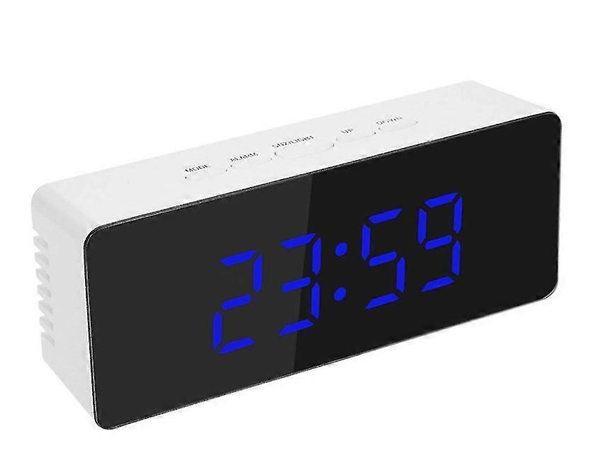 Alarm Clocks Bedside, Mirror Alarm Clock Led Display With Snooze Time Temperature Function, Travel Alarm Clocks For Travel, Bedroom, Office - Di