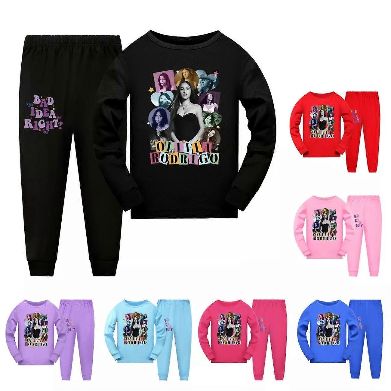Pop Lapset Olivia Rodrigo Yöasut Pitkähihaiset topit Housut Asu Pyjama Pj's Set