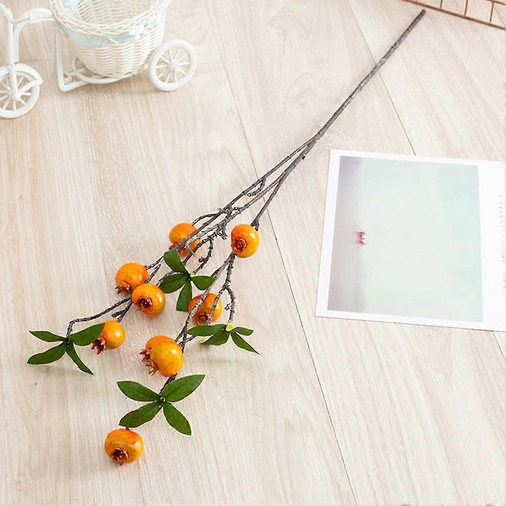 NEWEST Pomegranate Branch With Leaves Red Artificial Flowers Home Garden Decor
