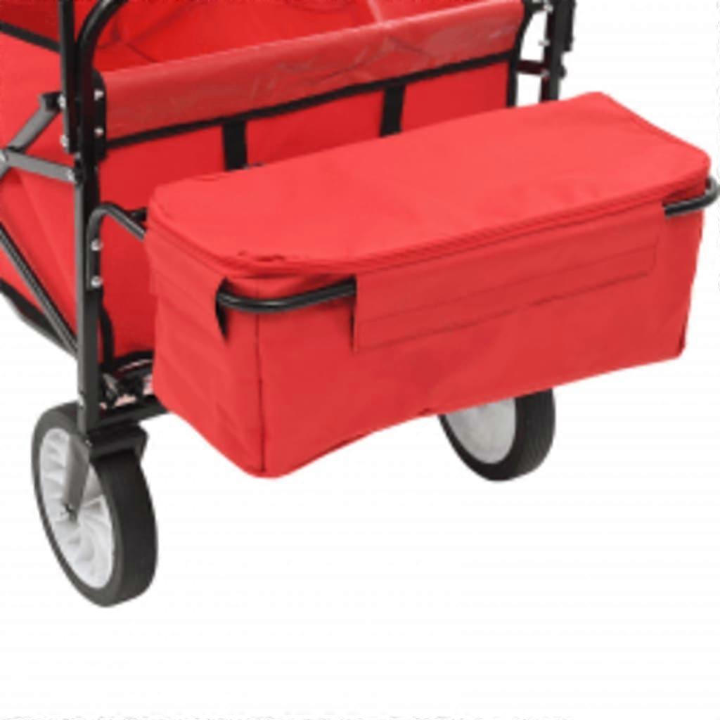 vidaXL Folding Manual Cart with Canopy: Red Steel