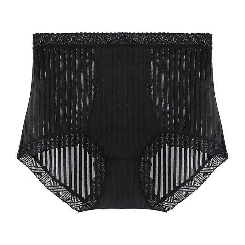Flarixa Transparent Sexy Mesh Ice Silk Panties Plus Size High Waist Women's Panties Seamless Breathable Lace Abdomen Underwear