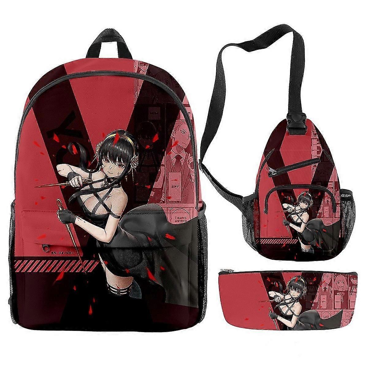 3 قطع / مجموعة جاسوس الأسرة المطبوعة على ظهره مجموعة مع حقيبة الكتف قلم رصاص حالة حقيبة مدرسية السفر Daypack حقائب كتب خفيفة الوزن