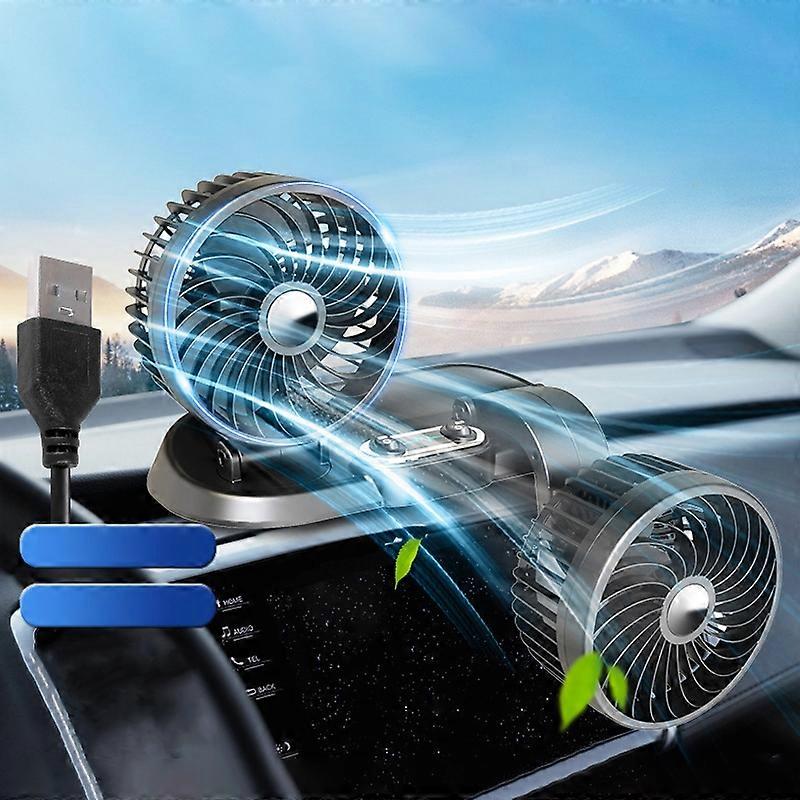 F622 سيارة إبداعية قابلة للطي مروحة تبريد كهربائية مزدوجة الرأس قابلة للتدوير ، نمط: USB عالمي